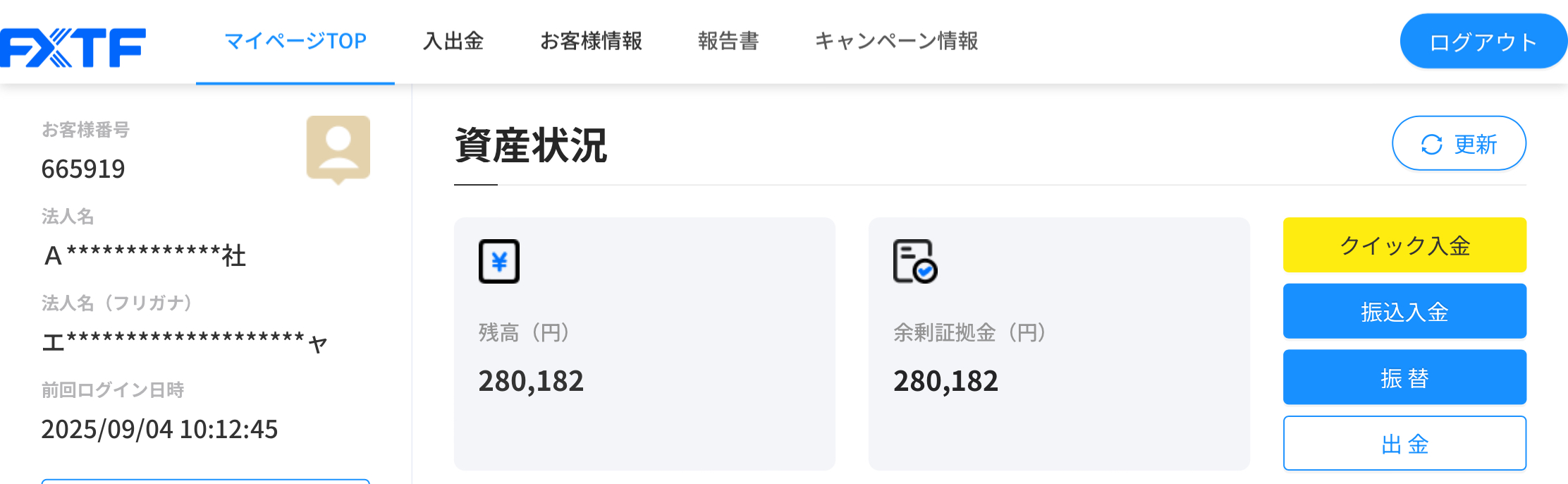 FXTF口座残高 2025年5月時点